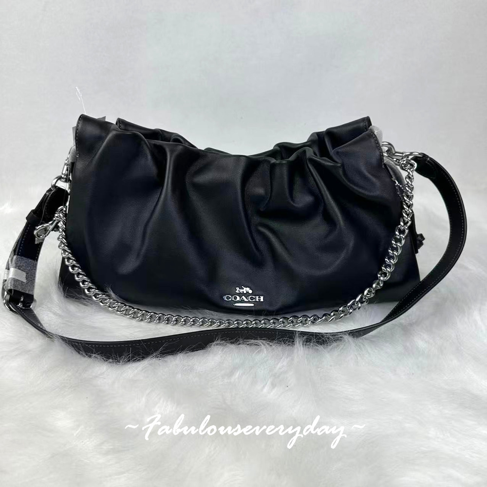 Coach Faye Large Shoulder Bag In Leather/Black Crossbody Chain Strap CCE68 NWT
